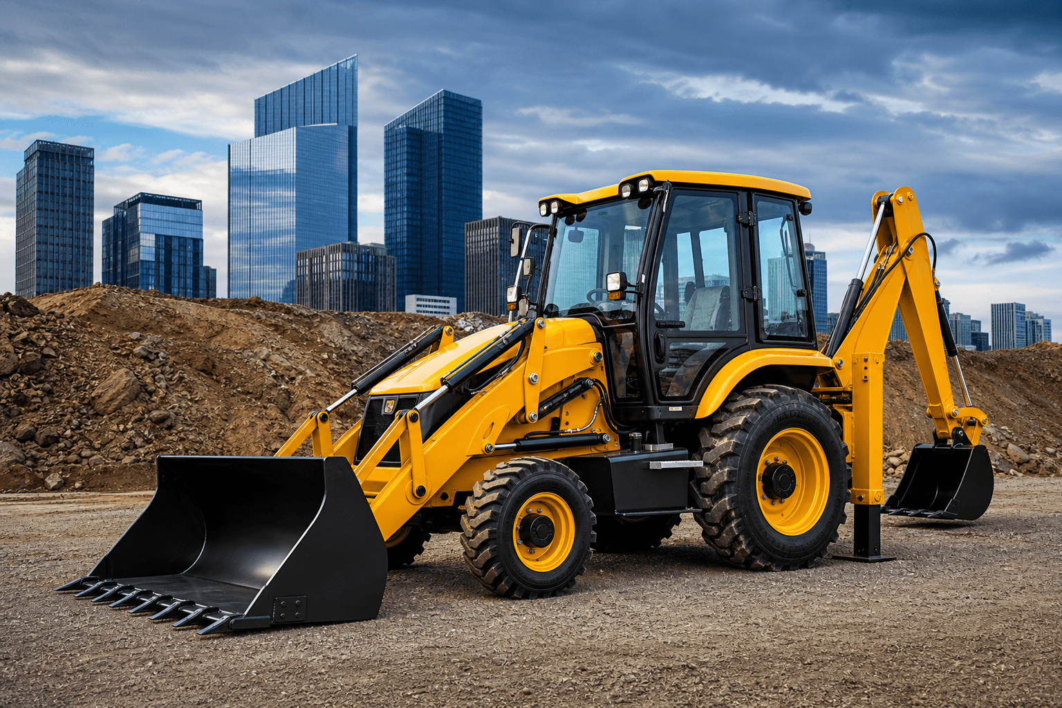 Wega Group makina parkı lastikli JCB iş makinesi Aydın ilinde inşaat sahası